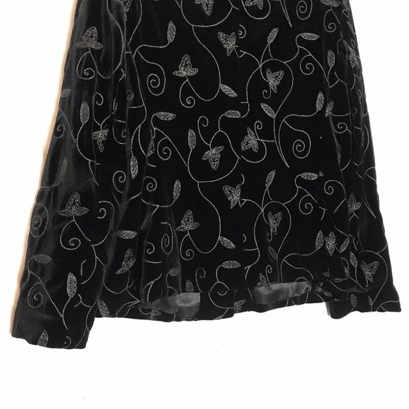 Bob Mackie Velvet Black Gray Floral Embroidered Blazer Jacket Womens Sz 14 - Picture 10 of 13
